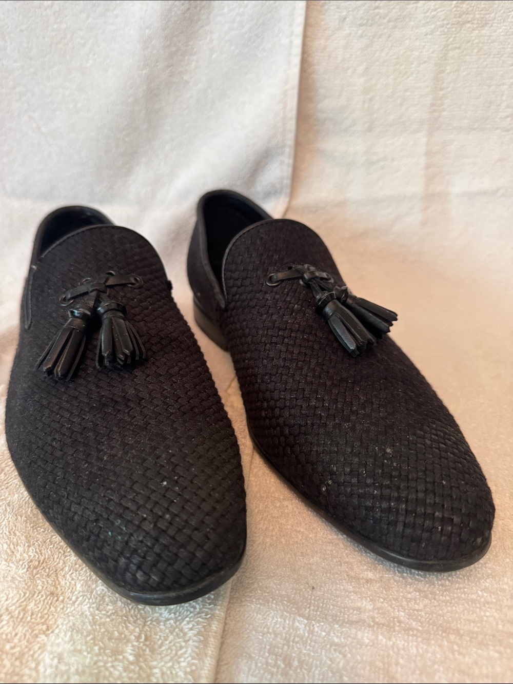 Aldo Black Woven Tassel Slip-On Loafers